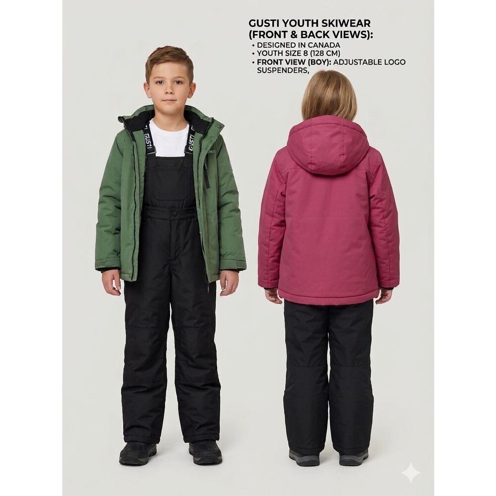Gusti Youth Black Ski Pants & Bib, Size 8 (128 cm)